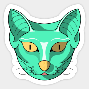 cute cyan sand cat face Sticker